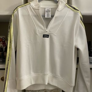 Adidas Women’s 3 Stripes White Sweatshirt in size small